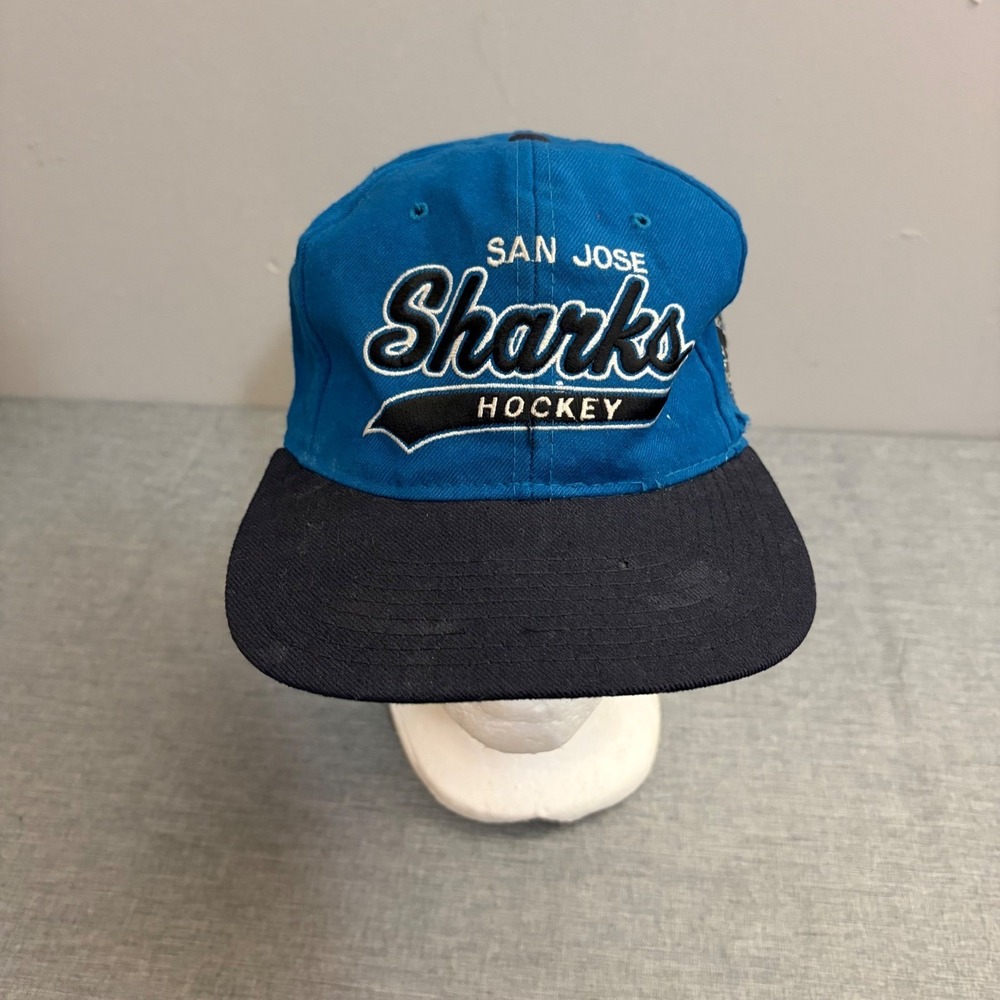 Starter‎ San Jose Sharks Hat Mens OSFA Teal Vintage 90s NHL Snapback Wool Cap
